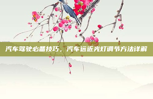 汽车驾驶必备技巧，汽车远近光灯调节方法详解