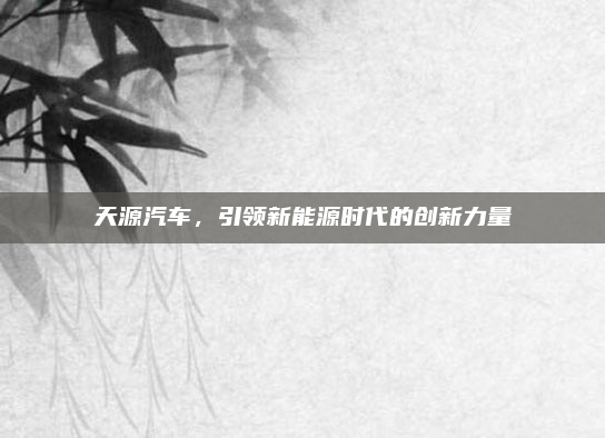 天源汽车，引领新能源时代的创新力量