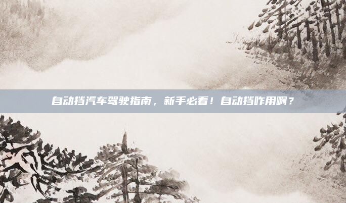 自动挡汽车驾驶指南，新手必看！自动挡咋用啊？