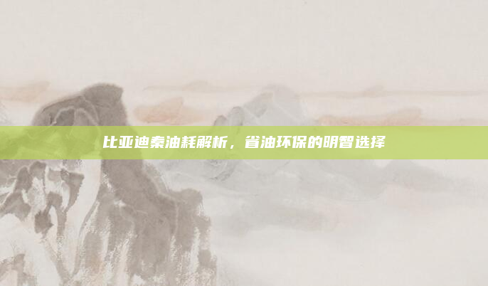 比亚迪秦油耗解析，省油环保的明智选择