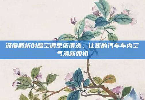 深度解析创酷空调系统清洗,让您的汽车车内空气清新如初