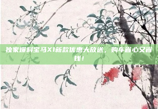 独家爆料宝马X1新款优惠大放送，购车省心又省钱！