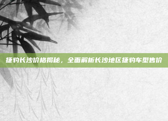 捷豹长沙价格揭秘，全面解析长沙地区捷豹车型售价