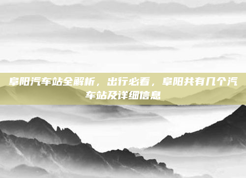 阜阳汽车站全解析，出行必看，阜阳共有几个汽车站及详细信息