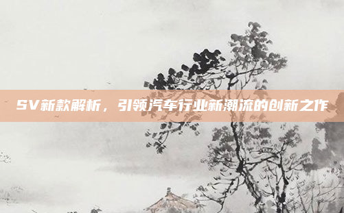 SV新款解析，引领汽车行业新潮流的创新之作
