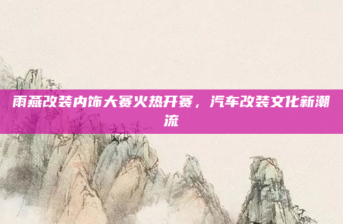 雨燕改装内饰大赛火热开赛,汽车改装文化新潮流