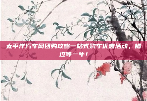 太平洋汽车网团购攻略一站式购车优惠活动，错过等一年！