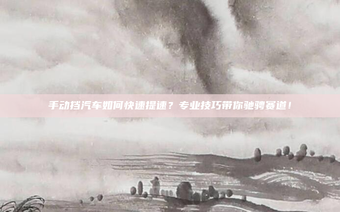 手动挡汽车如何快速提速？专业技巧带你驰骋赛道！