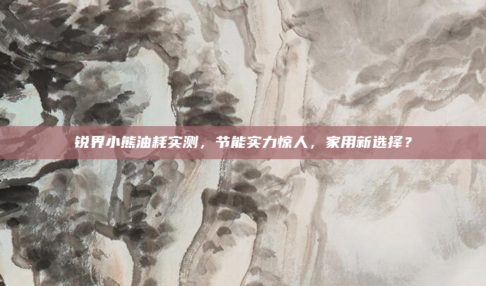 锐界小熊油耗实测,节能实力惊人,家用新选择?