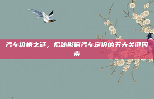 汽车价格之谜，揭秘影响汽车定价的五大关键因素