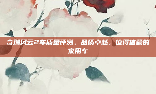 奇瑞风云2车质量评测,品质卓越,值得信赖的家用车