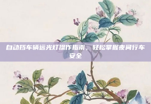 自动挡车辆远光灯操作指南,轻松掌握夜间行车安全