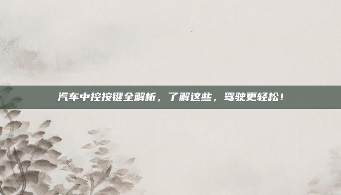 汽车中控按键全解析，了解这些，驾驶更轻松！