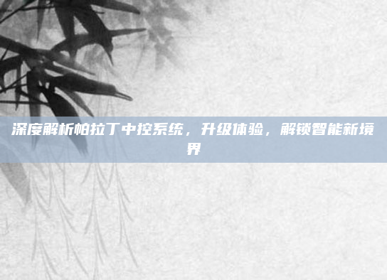 深度解析帕拉丁中控系统，升级体验，解锁智能新境界