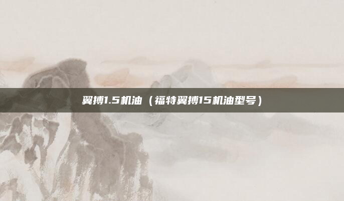 翼搏1.5机油（福特翼搏15机油型号）