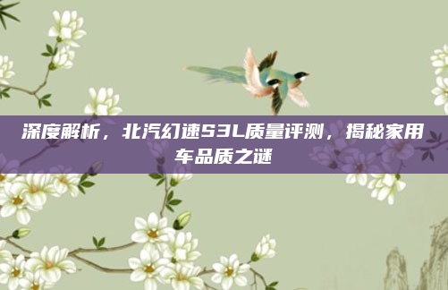 深度解析,北汽幻速S3L质量评测,揭秘家用车品质之谜