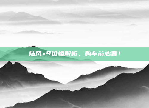 陆风x9价格解析,购车前必看!