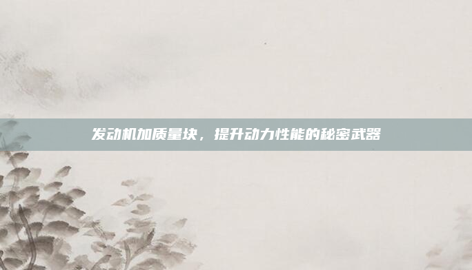 发动机加质量块，提升动力性能的秘密武器