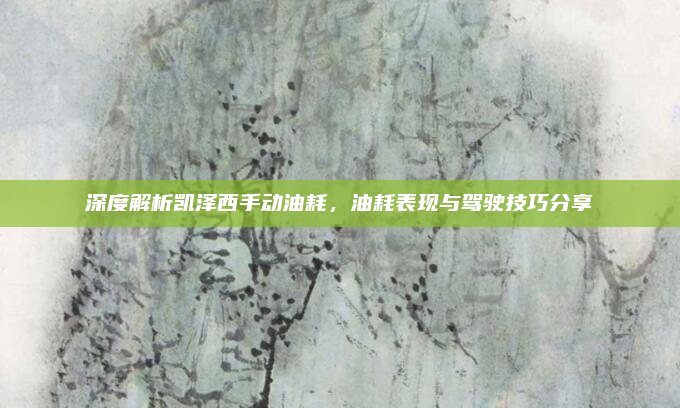 深度解析凯泽西手动油耗，油耗表现与驾驶技巧分享