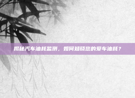 揭秘汽车油耗监测，如何知晓您的爱车油耗？