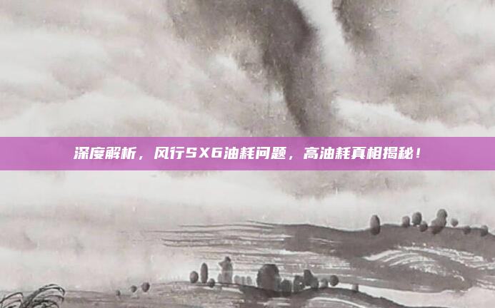 深度解析，风行SX6油耗问题，高油耗真相揭秘！
