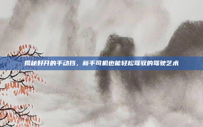 揭秘好开的手动挡，新手司机也能轻松驾驭的驾驶艺术