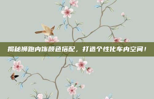 揭秘狮跑内饰颜色搭配,打造个性化车内空间!
